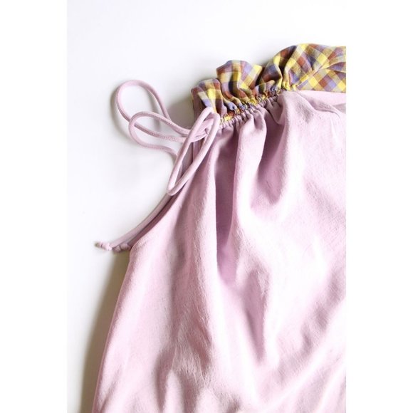 Tory Burch Veronica Plaid Ruched Top Mallow Pink Size 8 - Picture 8 of 11